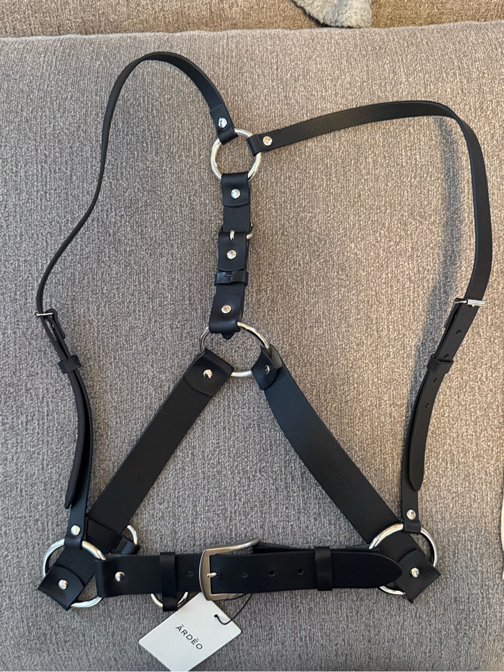 NWT ARDEO Studios Classic Belt Harness XL/XXL Black Leather Nickel Rare